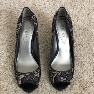 Guess Lace Peep Toe High Heel
